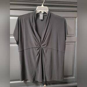 Grace Elements Charcoal Twist Front Blouse